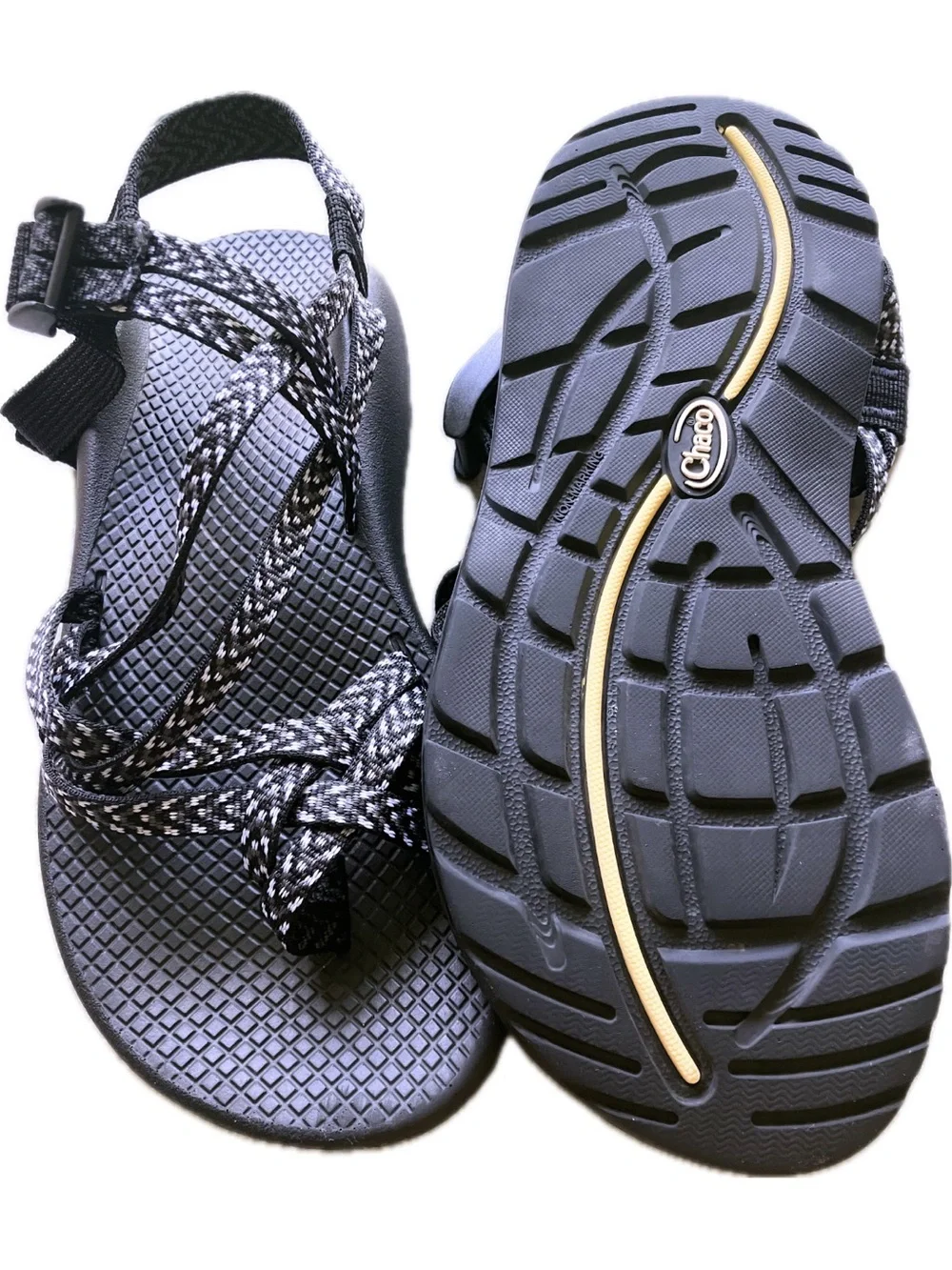 Chaco ZX/2 Classic Double Strap Sandal Black White Toe Loop - Size 7